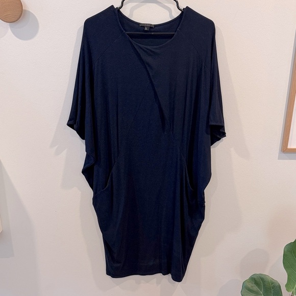 COS Women's Asymmetric Tunic Dress Midi Oversize Fit Navy Blue Size S - Picture 1 of 6